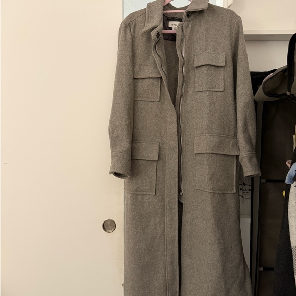 Topshop Gray longline belted utility coat size US 4 - Picture 4 of 9